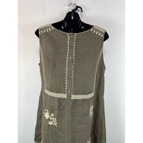 Johnny Was Los Angeles 100% Linen Dress Size Large Floral Breen Tank Dress - Picture 11 of 11
